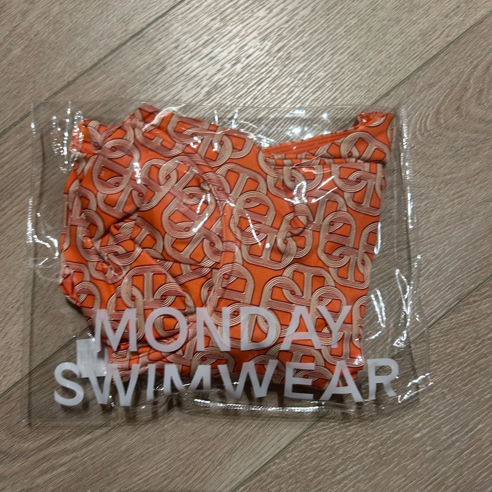 Monday Swimwear -Orange Patterned One Piece Swimsuit - Picture 4 of 7